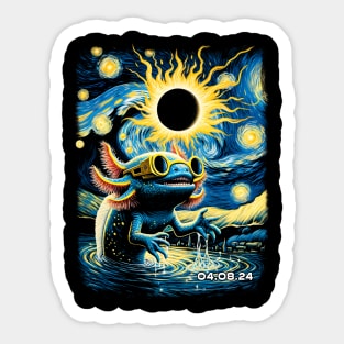 Axolotl Eclipse Expedition: Stylish Tee Featuring Quirky Aquatic Ambassadors Sticker